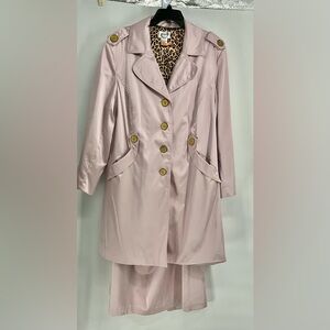 Odeliah Nude Blush Pink Trench Coat Metal Buttons W Matching Zip Skirt Plus 24W